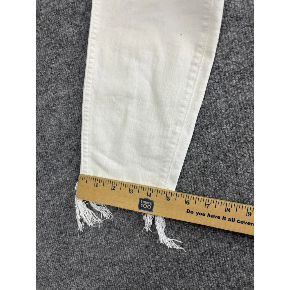 Madewell Jeans Womens 27 White 10 Inch High‎ Rise Skinny Crop Button Fly Raw Hem